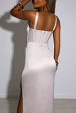 Champagne Off Shoulder Maxi Dress