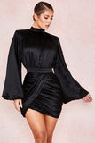 Balloon Sleeve Long Sleeve Irregular  Dress